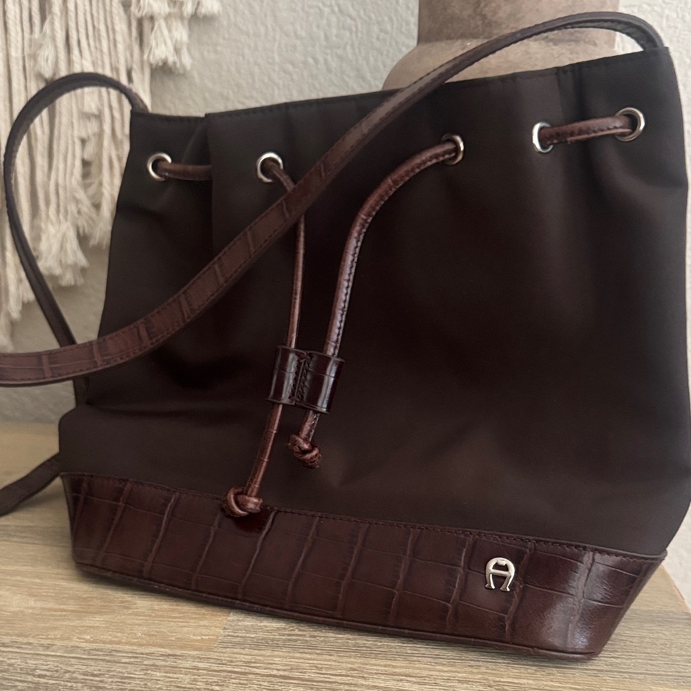Brown Tote Bag with Leather Accents